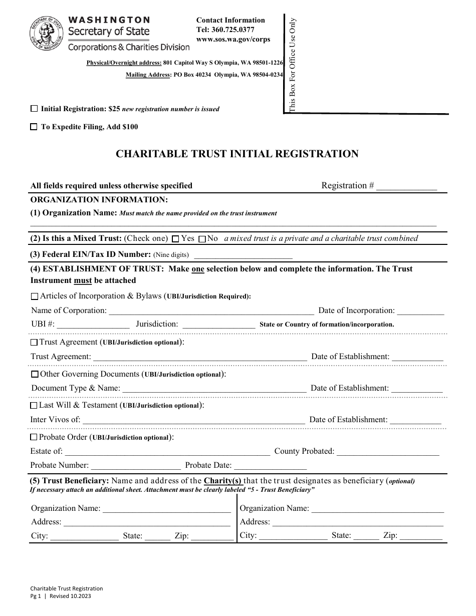 Charitable Trust Initial Registration - Washington, Page 5