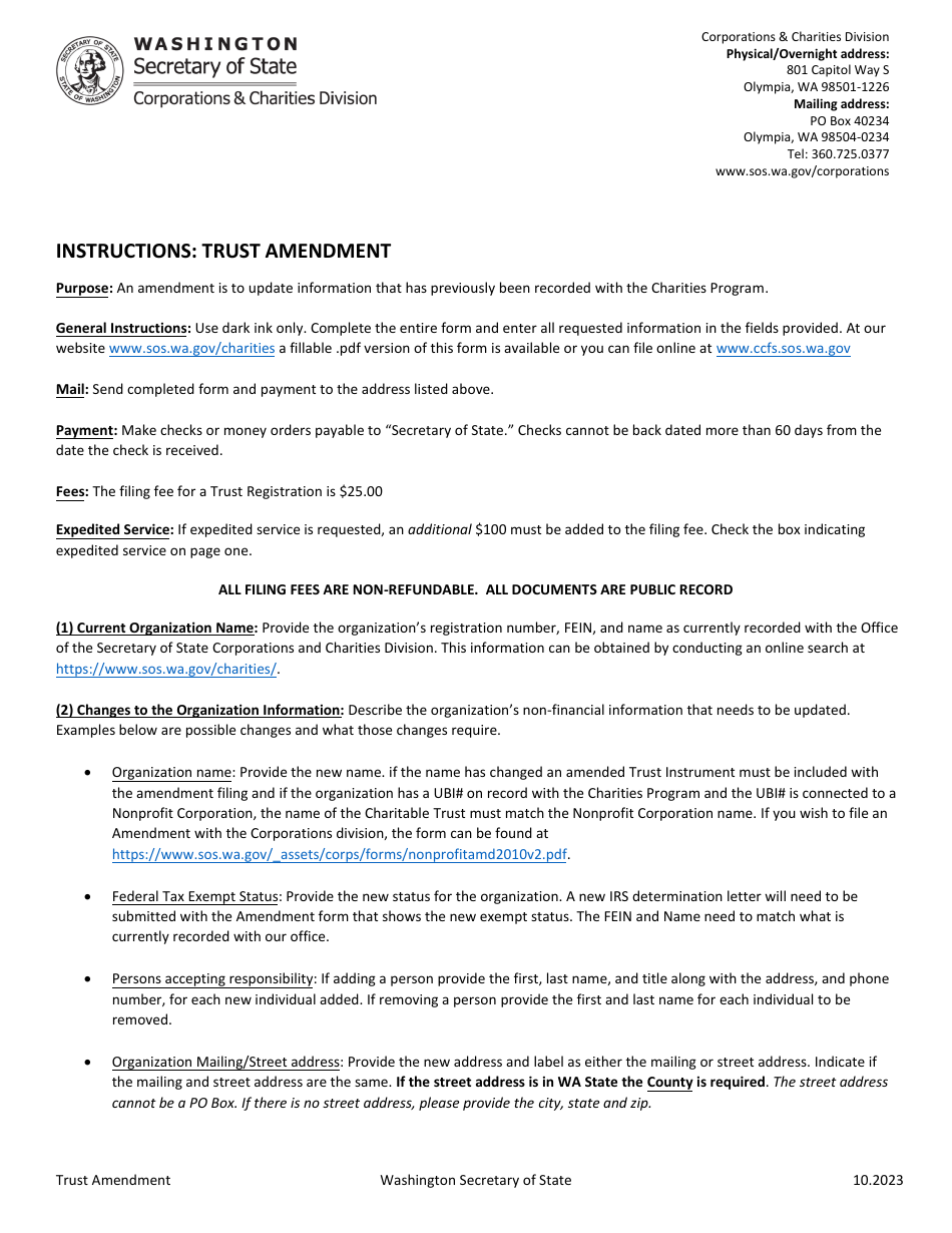 Charitable Trust Amendment - Washington, Page 1