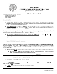 SOS Form 0061 Amended Certificate of Incorporation (Professional Corporation) - Oklahoma