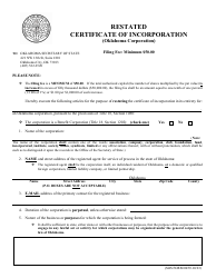 Document preview: SOS Form 0059 Restated Certificate of Incorporation (Oklahoma Corporation) - Oklahoma