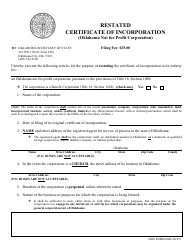 SOS Form 0048 Restated Certificate of Incorporation (Oklahoma Not for Profit Corporation) - Oklahoma