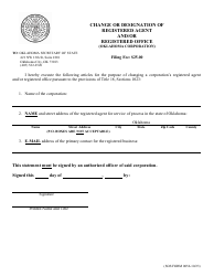 Document preview: SOS Form 0056 Change or Designation of Registered Agent and/or Registered Office (Oklahoma Corporation) - Oklahoma