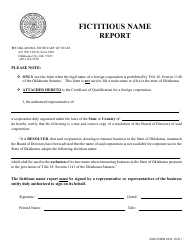 Document preview: SOS Form 0032 Fictitious Name Report - Oklahoma