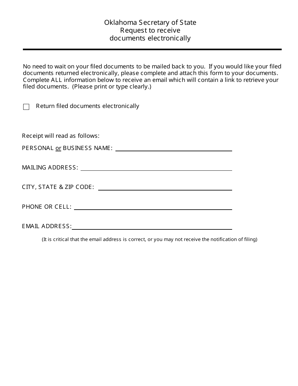 SOS Form 0034 Application for Reservation of Name - Oklahoma, Page 2