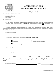 Document preview: SOS Form 0034 Application for Reservation of Name - Oklahoma