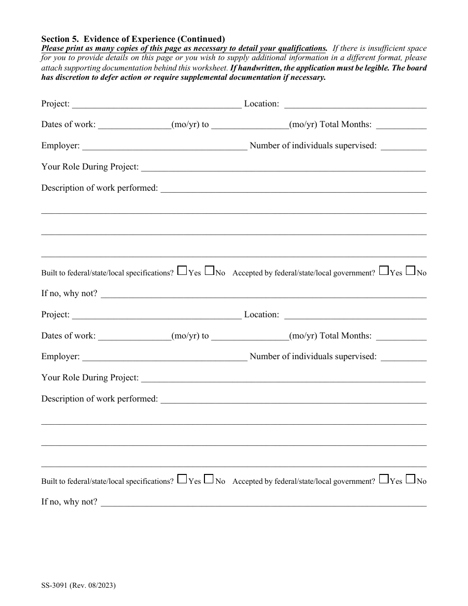 Form SS-3091 Tennessee Highway Officials Certification Board Application for Certification - Tennessee, Page 4