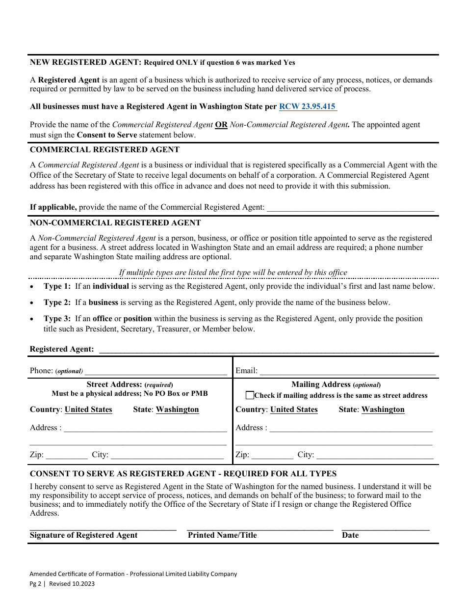Amended Certificate of Formation - Professional Limited Liability Company - Washington, Page 4