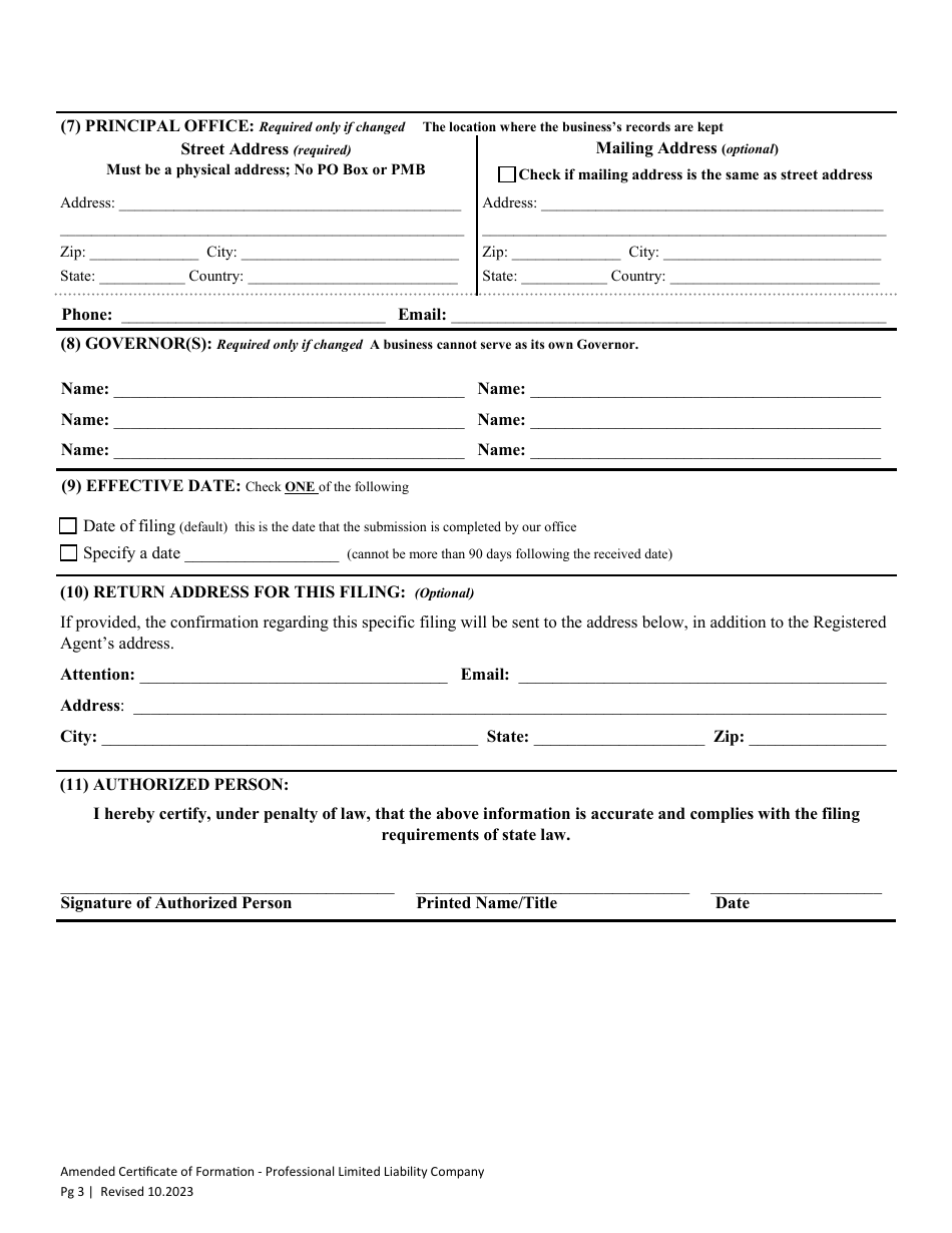 Amended Certificate of Formation - Professional Limited Liability Company - Washington, Page 5