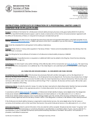 Document preview: Certificate of Formation - Professional Limited Liability Company - Washington