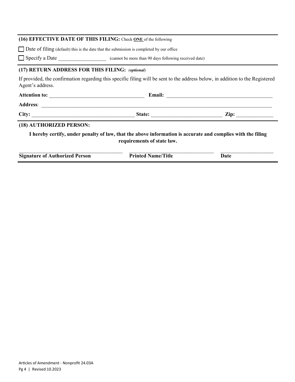 Articles of Amendment - Nonprofit Corporation - Washington, Page 7