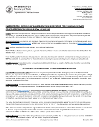 Document preview: Articles of Incorporation - Nonprofit Professional Service Corporation - Washington