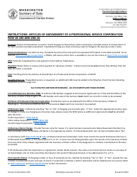 Articles of Amendment - Professional Service Corporation - Washington