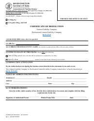 Certificate of Dissolution - Limited Liability Company/Professional Limited Liability Company - Washington, Page 2