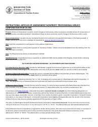 Articles of Amendment - Nonprofit Professional Service Corporation - Washington