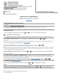 Articles of Amendment - Nonprofit Professional Service Corporation - Washington, Page 4