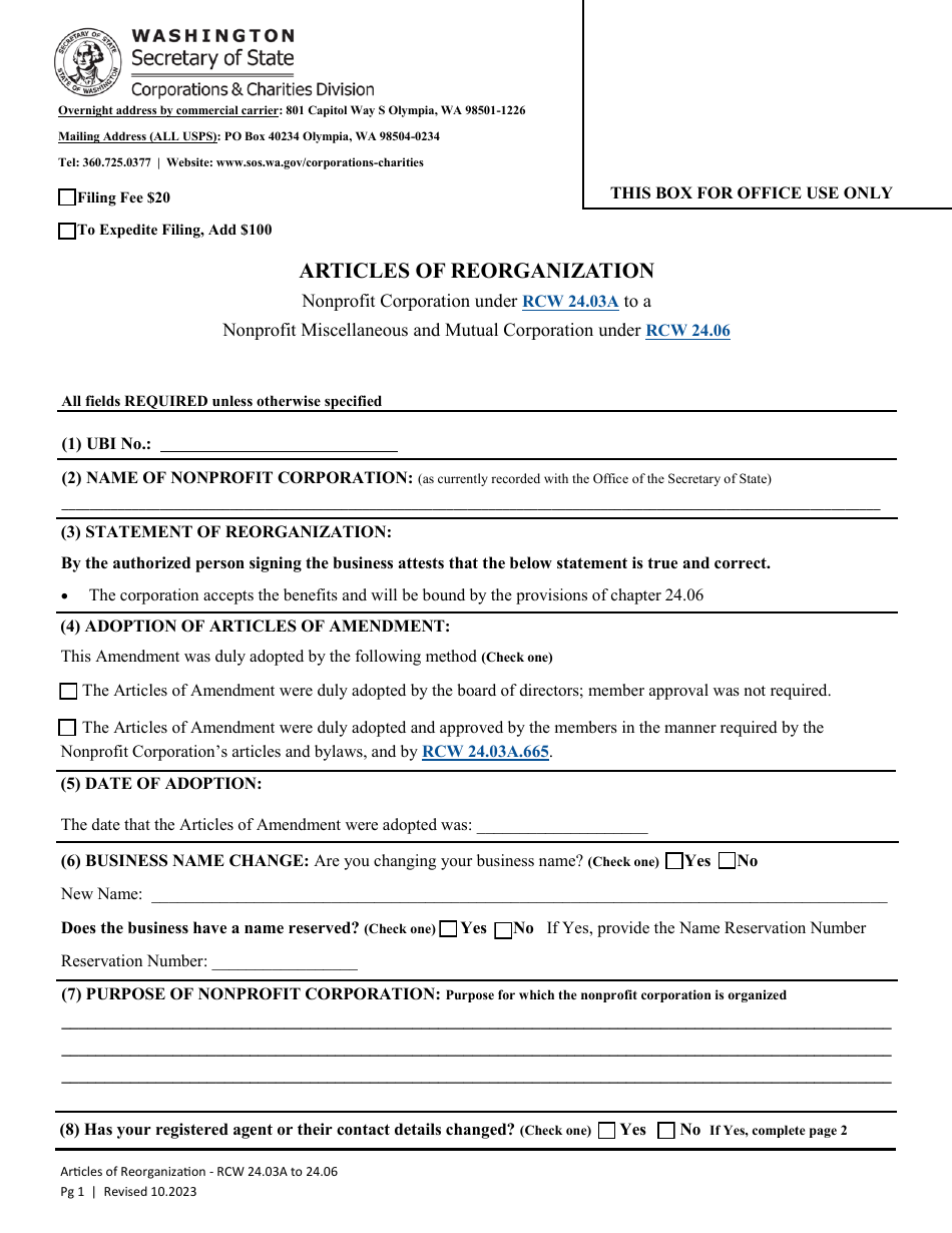 Articles of Reorganization - Nonprofit Corporation Under Rcw 24.03a to a Nonprofit Miscellaneous and Mutual Corporation Under Rcw 24.06 - Washington, Page 4