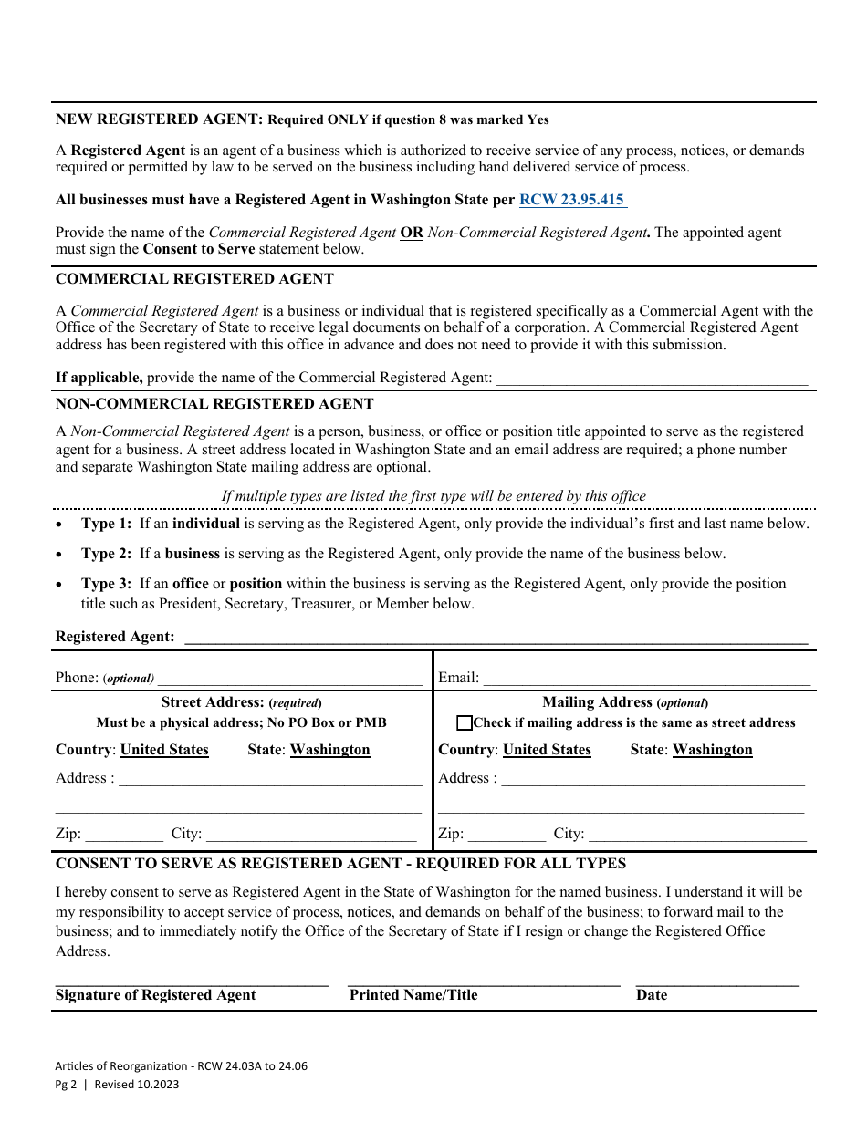 Articles of Reorganization - Nonprofit Corporation Under Rcw 24.03a to a Nonprofit Miscellaneous and Mutual Corporation Under Rcw 24.06 - Washington, Page 5