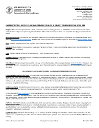 Document preview: Articles of Incorporation - Profit Corporation - Washington