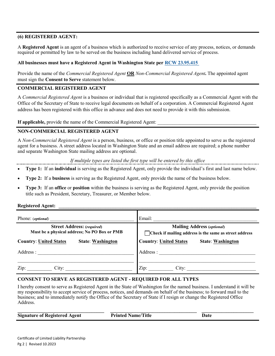 Certificate of Limited Liability Partnership - Washington, Page 4
