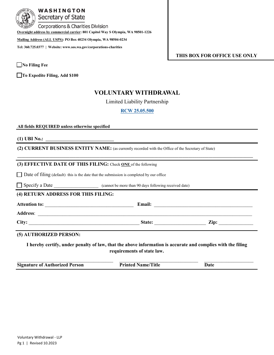 Voluntary Withdrawal - Limited Liability Partnership - Washington, Page 2