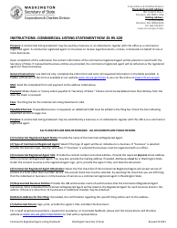 Document preview: Commercial Registered Agent Listing Statement - Washington