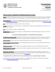 Document preview: Statement of Resignation - Commercial/Non-commercial Registered Agent - Washington