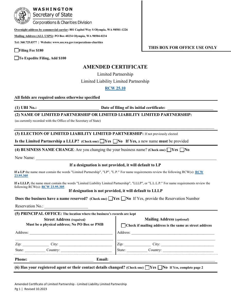 Amended Certificate of Limited Liability Partnership - Washington, Page 3