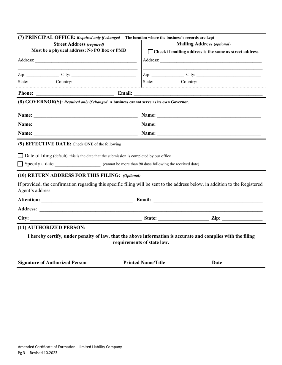 Amended Certificate of Formation - Limited Liability Company - Washington, Page 5