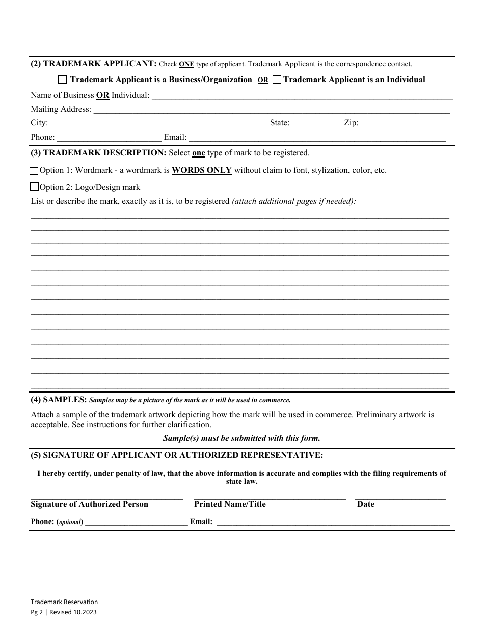 Trademark Reservation - Washington, Page 4