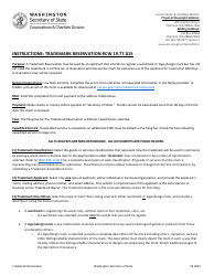 Document preview: Trademark Reservation - Washington