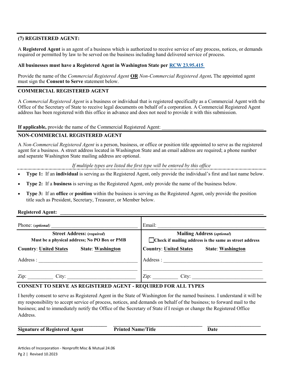 Articles of Incorporation - Nonprofit Miscellaneous and Mutual Corporation - Washington, Page 5