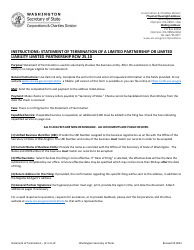 Document preview: Statement of Termination - Limited Partnership/Limited Liability Limited Partnership - Washington