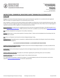 Commercial Registered Agent Termination Statement - Washington
