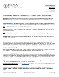 Document preview: Articles of Incorporation - Nonprofit Corporation - Washington