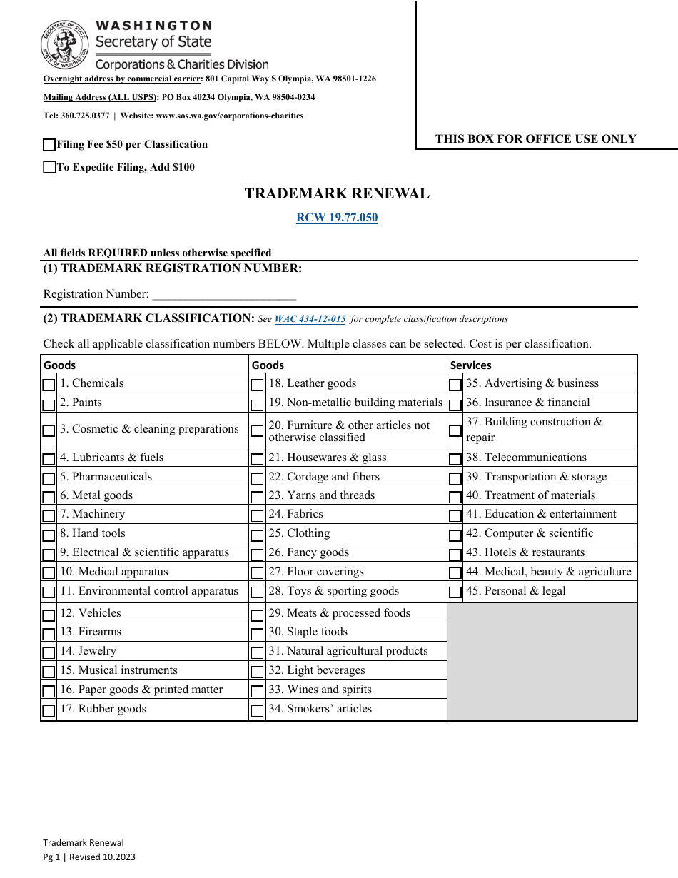 Trademark Renewal - Washington, Page 3