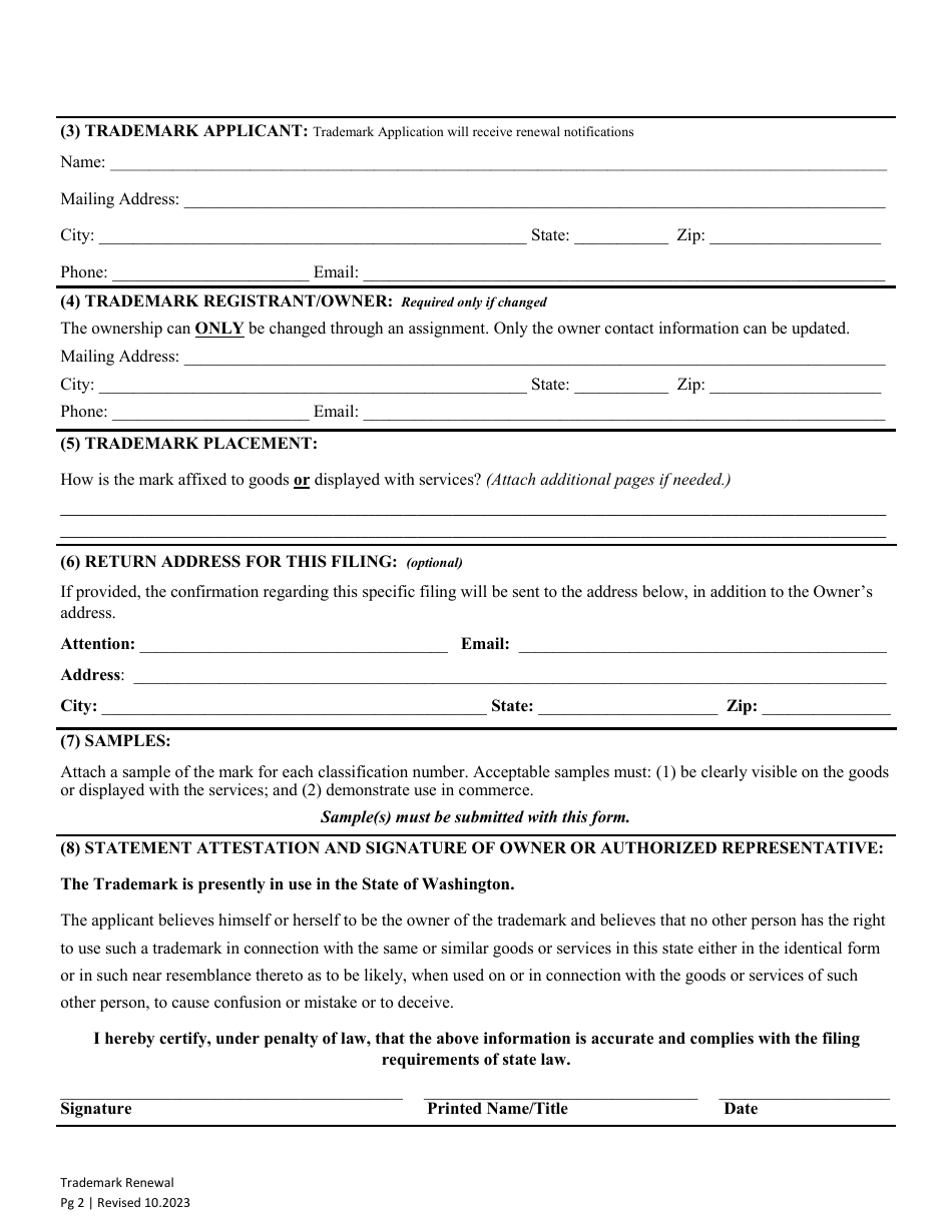 Trademark Renewal - Washington, Page 4