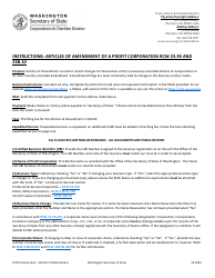 Document preview: Articles of Amendment - Profit Corporation - Washington