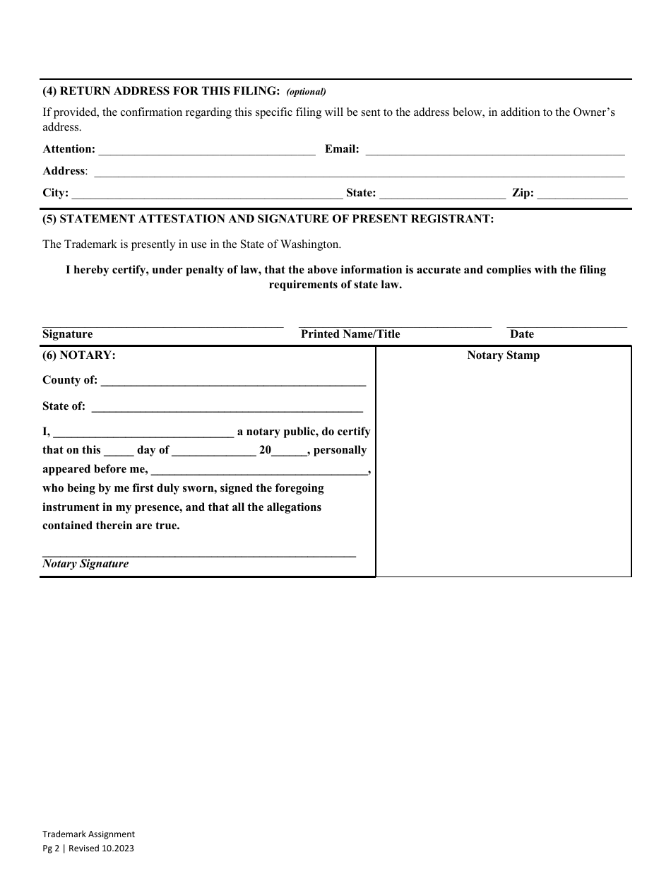 Trademark Assignment - Washington, Page 3