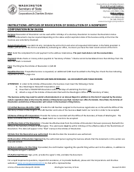 Document preview: Articles of Revocation of Dissolution - Nonprofit Corporation/Nonprofit Professional Service Corporation - Washington