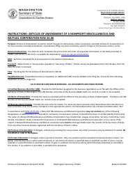 Document preview: Articles of Amendment - Nonprofit Miscellaneous and Mutual Corporation - Washington