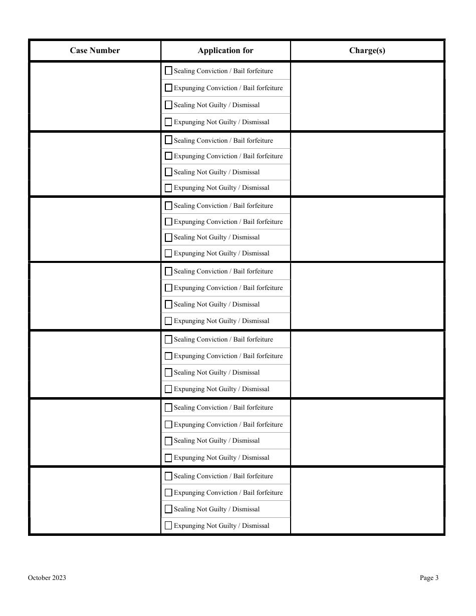 Criminal Record Sealing / Expungement Application - Franklin County, Ohio, Page 3