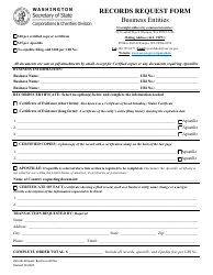 Document preview: Records Request Form - Business Entities - Washington