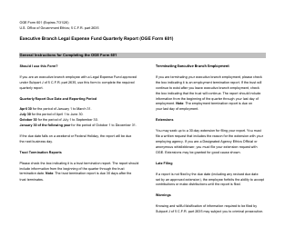 OGE Form 601 Executive Branch Legal Expense Fund Quarterly Report