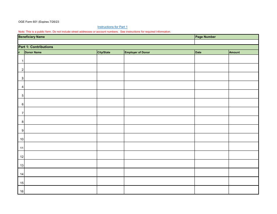 OGE Form 601 Executive Branch Legal Expense Fund Quarterly Report, Page 5