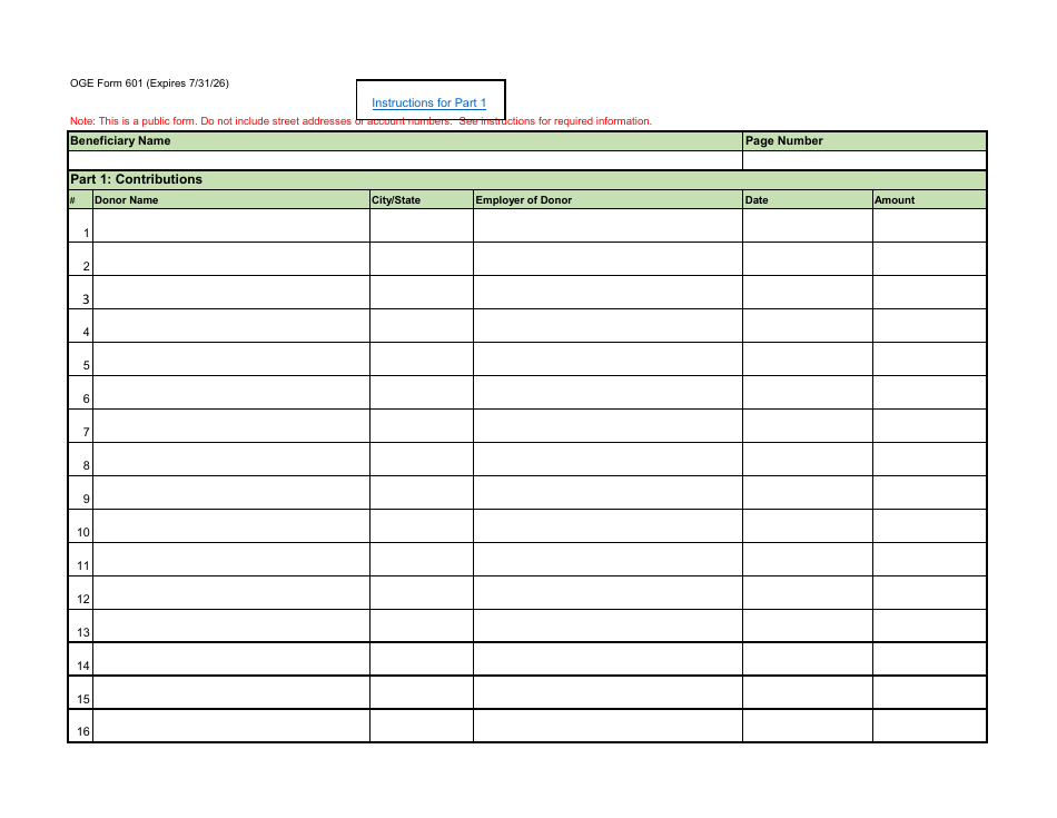 OGE Form 601 Executive Branch Legal Expense Fund Quarterly Report, Page 6