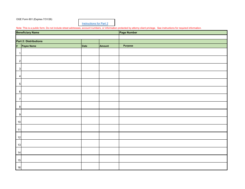 OGE Form 601 Executive Branch Legal Expense Fund Quarterly Report, Page 8
