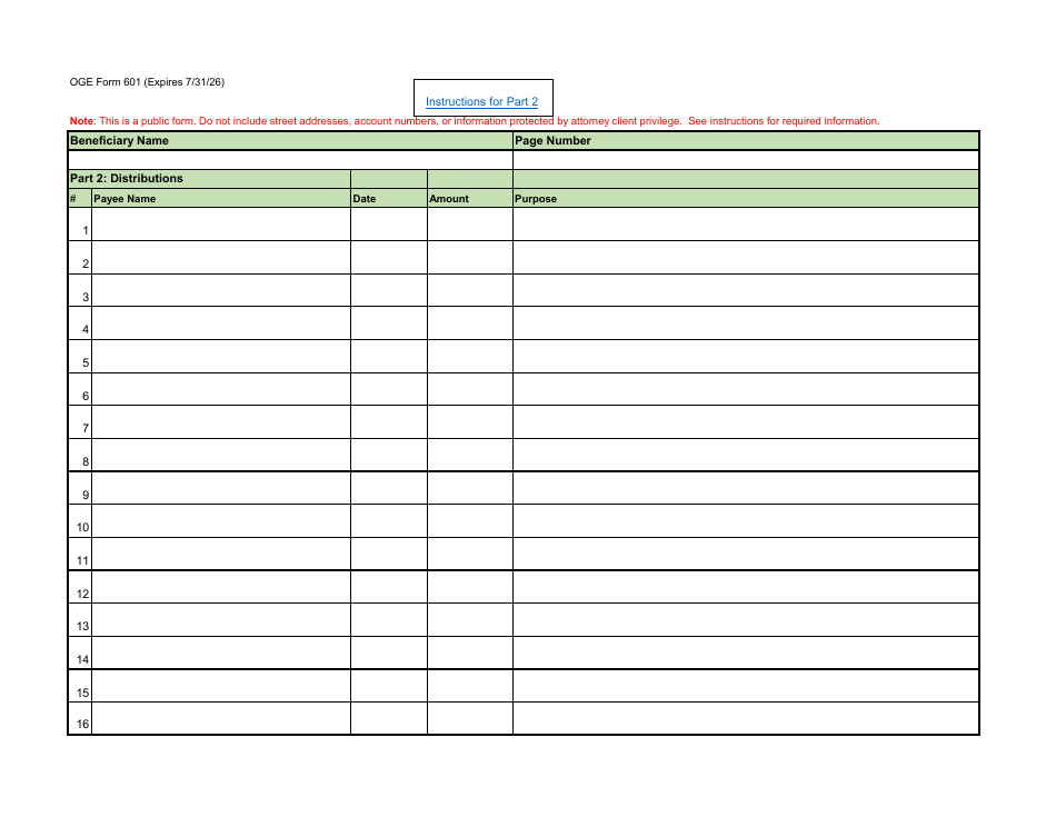 OGE Form 601 Executive Branch Legal Expense Fund Quarterly Report, Page 9
