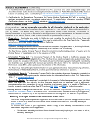 Application for a Postgraduate Training License Information &amp; Checklist - California, Page 2