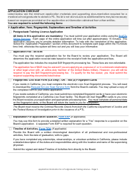 Application for a Postgraduate Training License Information &amp; Checklist - California, Page 5