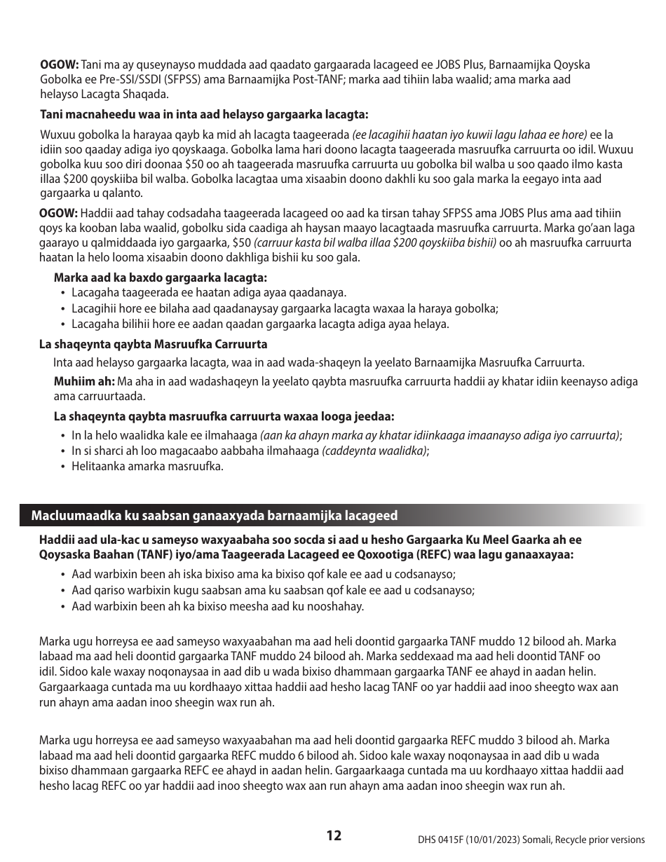 Form DHS0415F Application for Services - Oregon (Somali), Page 17